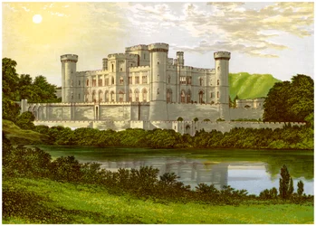Castillo de Eastnor, Herefordshire, hogar del Conde Somers, c. 1880