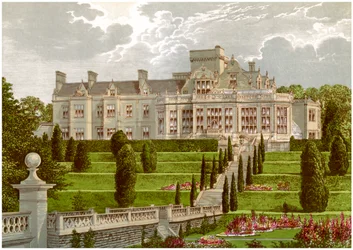 Easton Hall, Lincolnshire, hogar del baronet Cholmeley, c1880