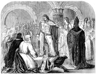 Eduardo I presentando a su hijo infante a los galeses, 1284
