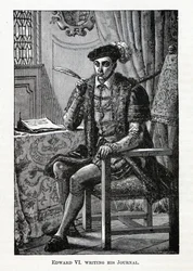 Eduardo VI escribiendo su Diario