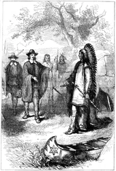 Visita de Edward Winslow a Massasoit, siglo XVII c1880