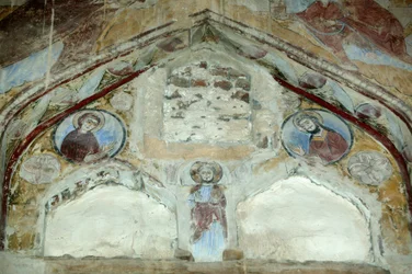 Frescos de la Virgen y San Juan Bautista intercediendo con Cristo en favor de la humanidad, Monasterio de San Macario de Scete, Egipto
