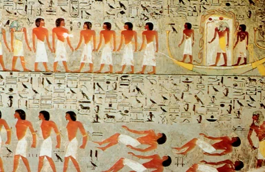 Tumba egipcia, Procesión de la Corona, Tebas, Egipto