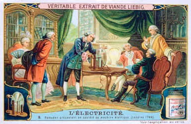 Demostración de electricidad, Londres, 1766, c. 1900
