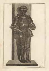 Elegante traje de armadura acanalada traída por Lord Warwick desde Alemania