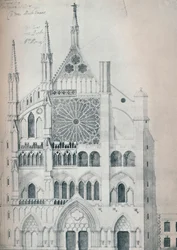 Elevación del Transepto Norte, Abadía de Westminster, mostrando el esquema de restauración de Wren