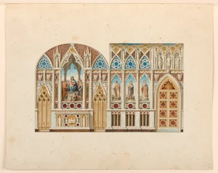 Elevación, dos paredes de una capilla