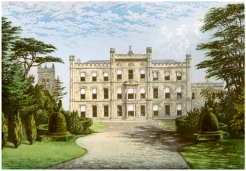 Castillo de Elvaston, Derbyshire, hogar del Conde de Harrington, c. 1880