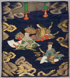 Fukusa bordado, finales de 1800-principios de 1900