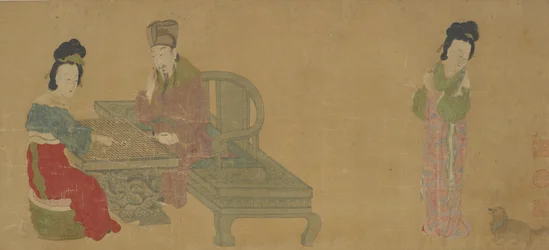 Emperador Minghuang y Consorte Yang jugando Weiqi, dinastía Ming o Qing, siglo XVII
