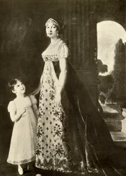 Vestido imperio y vestido infantil adornado con encaje de Valenciennes, 1804, 1937
