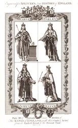 Reyes ingleses con escudos de armas, siglo XVIII
