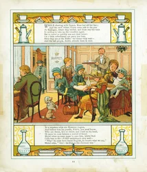 Familia inglesa tomando una comida en el buffet de la estación en Boulogne, Francia, 1886