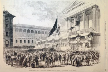 Alistamiento de voluntarios en la Guardia Nacional, plaza del Panteón, París, 1870-1871