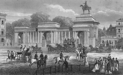 Entrada a Hyde Park, Londres, c1850