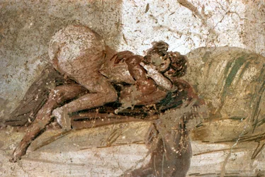 Mural erótico, Pompeya, Italia