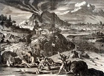 Erupción de Shirane-san y terremoto en Edo Tokio, Japón, 1650