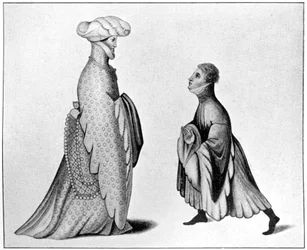 Ejemplos de la houppelande, siglo XIV, 1910