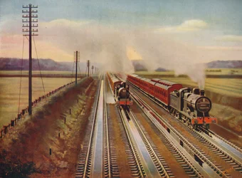 Trenes de Excursión a Blackpool Tomando Agua de los Canales de Kirkham, 1926