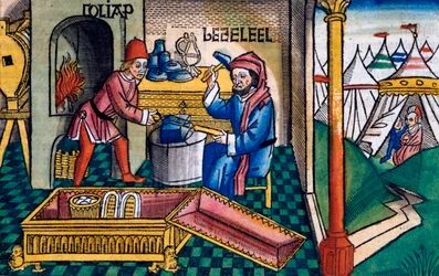 Éxodo 31:2-8: Bezalel y Aholiab haciendo el Arca de la Alianza