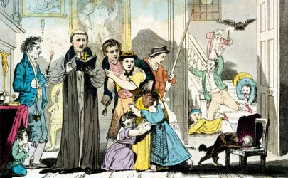 Exorcismo con campana, libro y vela, 1816