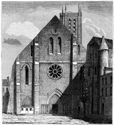 Fachada de la antigua iglesia de la Abadía de Sainte-Geneviève, París, Francia, 1849