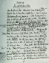 Facsímil de la página del manuscrito de La Casa de Campo, de John Galsworthy, 1907, 1928