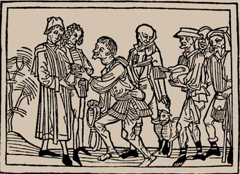 Campesinos entregando sus impuestos a los terratenientes, 1479