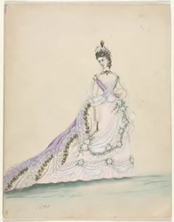 Estudio de Moda diseñado para Worth, 1870