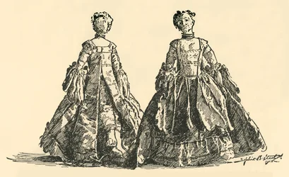 Muñeca de moda en tafetán Watteau con enagua de aros, c1750-1800, 1937