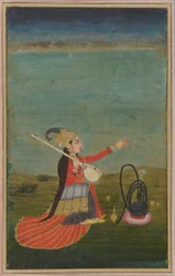 Intérprete femenina con tanpura, siglo XVIII