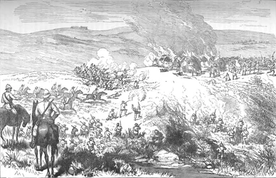 Lucha entre los Galekas y los Fingoes en el río Butterworth, 4 de octubre de 1877, c1880
