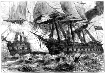 Lucha entre el USS Chesapeake y el HMS Shannon, 1813 c1880