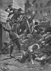 Luchas en las barricadas en París, 1848