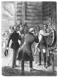 Primer mensaje telegráfico de Chappe desde San Petersburgo, principios del siglo XIX, c1870