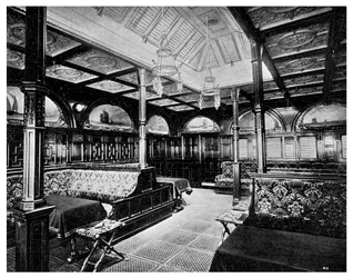 Sala de fumadores de primera clase a bordo del vapor SS India de P&O, 1901