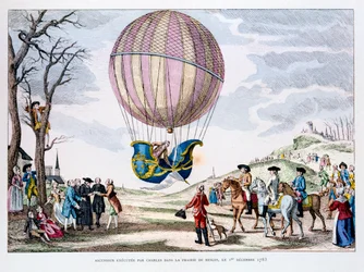 Primer vuelo tripulado en un globo de hidrógeno, Francia, 1 de diciembre de 1783 1887