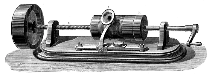 Primer modelo del fonógrafo de Edison, c. 1877-1880