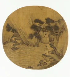 Pescando en un torrente de montaña, dinastía Ming, 1368-1644