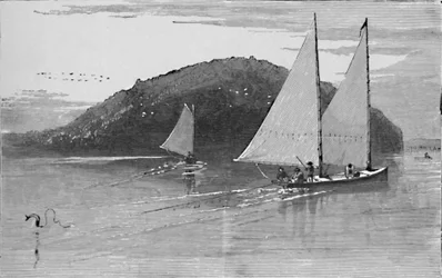 Pescando desde un velero, 1883