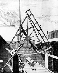 Sextante ecuatorial montado de Flamsteed con telescopio, 1725