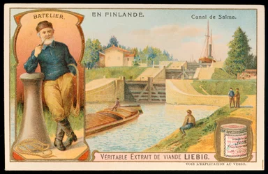 Vuelo de cerraduras en el canal de Saima, Finlandia, c1900