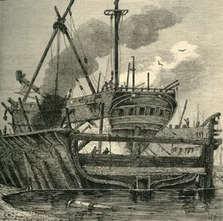 Dique flotante, Deptford 1820, c1878