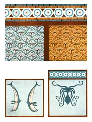 Pinturas de suelo en el palacio de Tirinto, Grecia, 1928