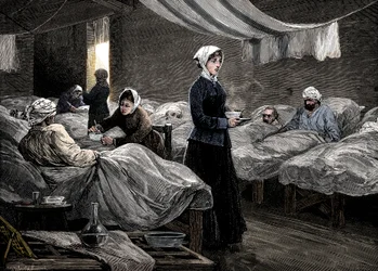 Florence Nightingale en el hospital de barracas en Scutari, c1880