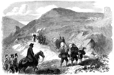 Florence Nightingale visitando los hospitales de cabañas en Balaclava, 1855