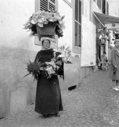 Vendedora de flores, Funchal, Madeira, siglo XX
