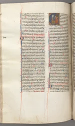 Fol. 227v, Salmo 80, inicial historiada E, David golpeando un carillón de infiernos, c. 1275-1300