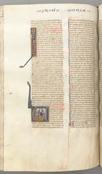 Fol. 292v, Jeremías, inicial historiada V, la lapidación de Jeremías, c. 1275-1300