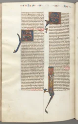 Fol. 481v, Judas, inicial historiada I, Judas de pie con un pergamino, c. 1275-1300
